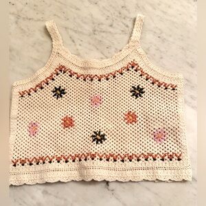 Girls Cream Crochet Tank Top 9/10